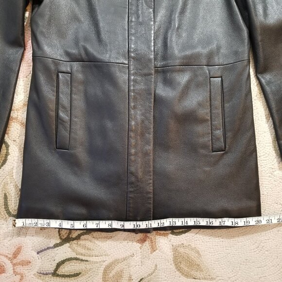 Gap Black Leather Jacket w/ Reversible Zipper and Quilted Lining - Picture 13 of 16